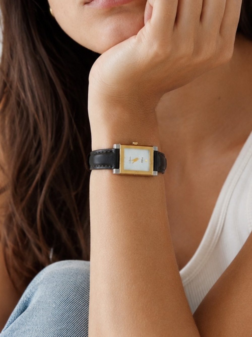 Pulsar Watch: Two-Tone Dial Silver and Gold Leather Band Vintage 90’s